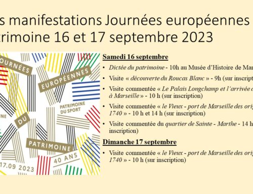 Nos Manifestations pour les Journées européennes du Patrimoine 16 et 17 septembre 2023